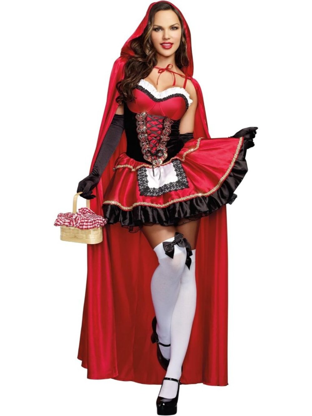 Women's Red Polyester Dreamgirl Riding Hood Solid Costume Halloween Costume
